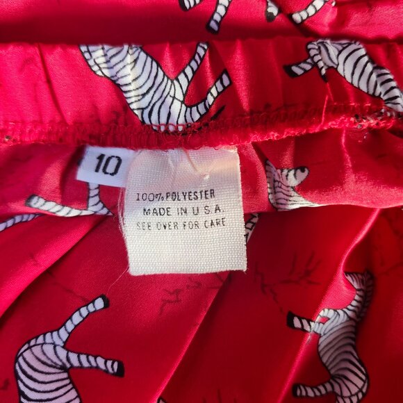 Vintage Pleated Skirt with Zebra Print β Red β Size 10 β Made in USA - Picture 2 of 6